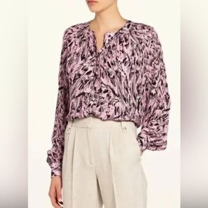 Reiss silk Blouse Pink Print Shirring Relaxed Fit
Long Sleeve